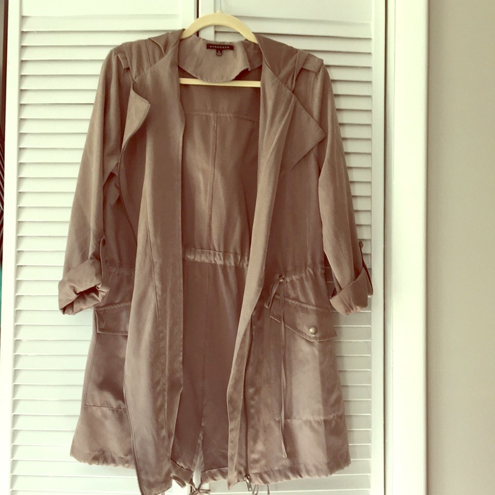Modern Trench Coat in Dark Greige Color (Size M)
